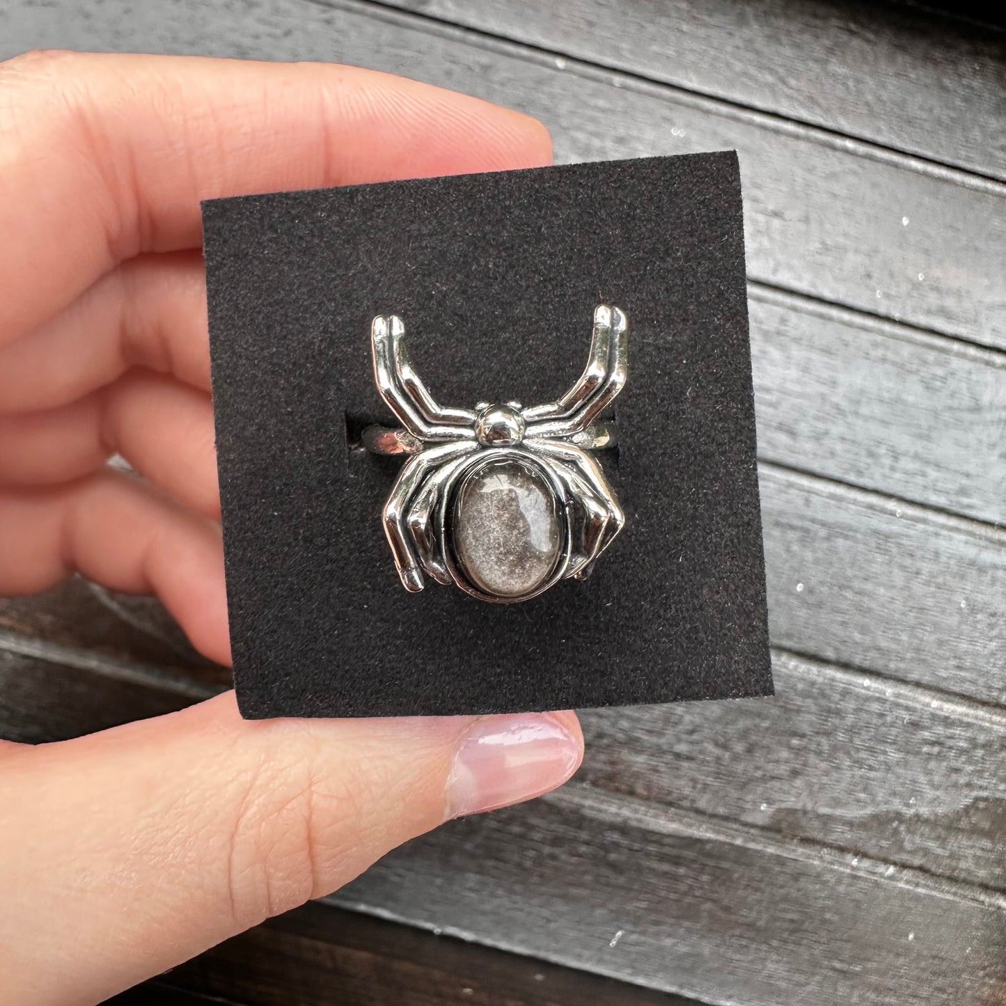 Anello Ragno Ossidiana Argento