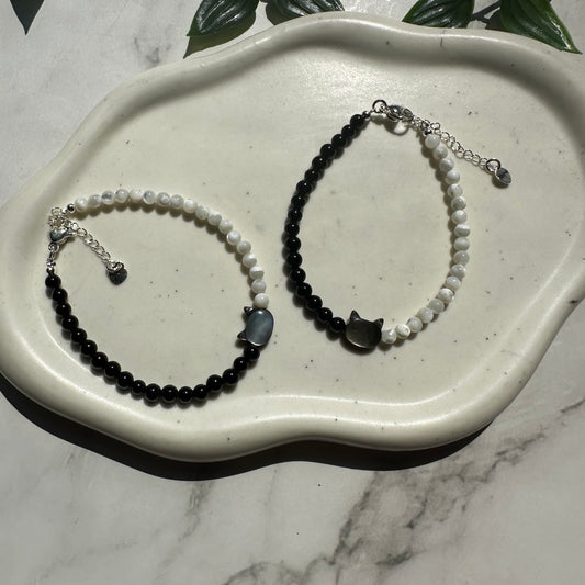 Bracciale Bastet in Abalone e Ossidiana