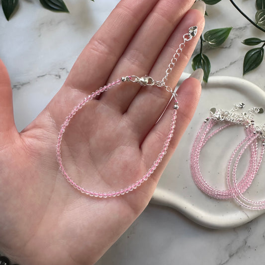 Bracciale sfaccettato in Quarzo Rosa