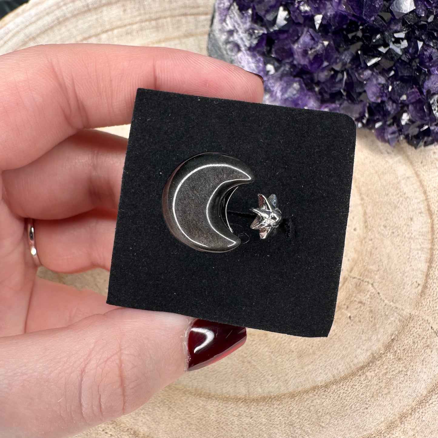 Anello Stella e Sole in Ossidiana Argento