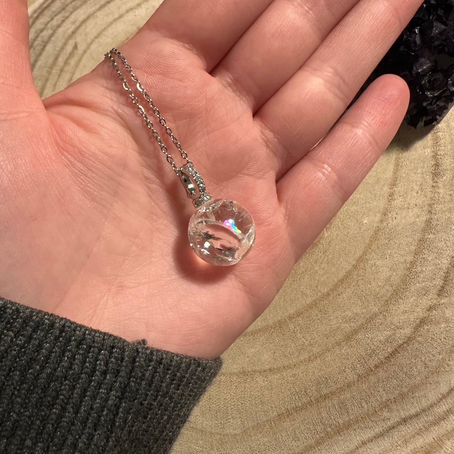 Collana Sfera in Quarzo Ialino